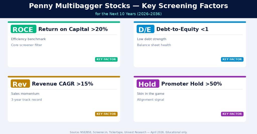 Penny Multibagger Key Screening Factors