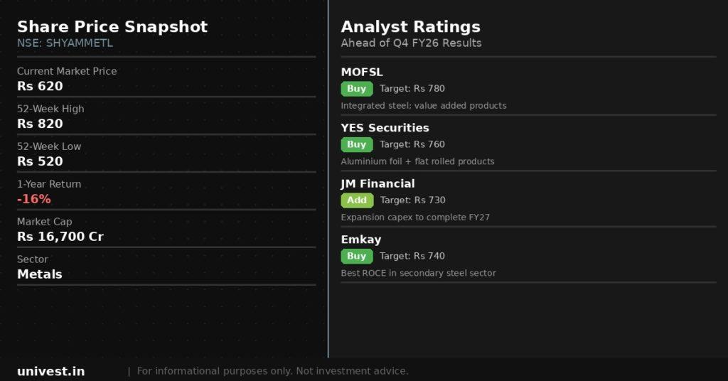 Shyam Metalics and Energy Share Price and Analyst Ratings