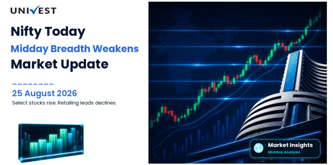 Nifty 50 Today: Midday Breadth Weakens as Select Stocks Rise