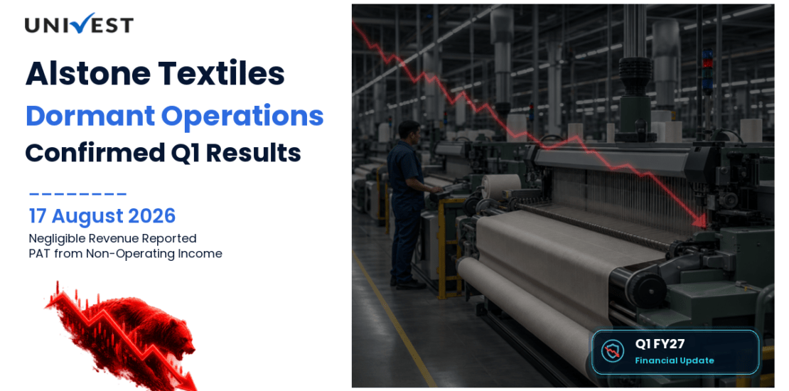 Alstone Textiles Q1 FY27 Results: Revenue Negligible, PAT at Rs 6 Lakh From Non-Operating Income