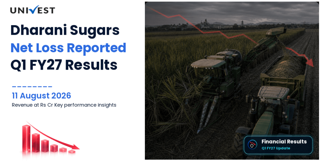 Dharani Sugars Q1 FY27 Results: Revenue Rs 0.50 Cr, Net Loss Rs 19 Cr and Key Highlights