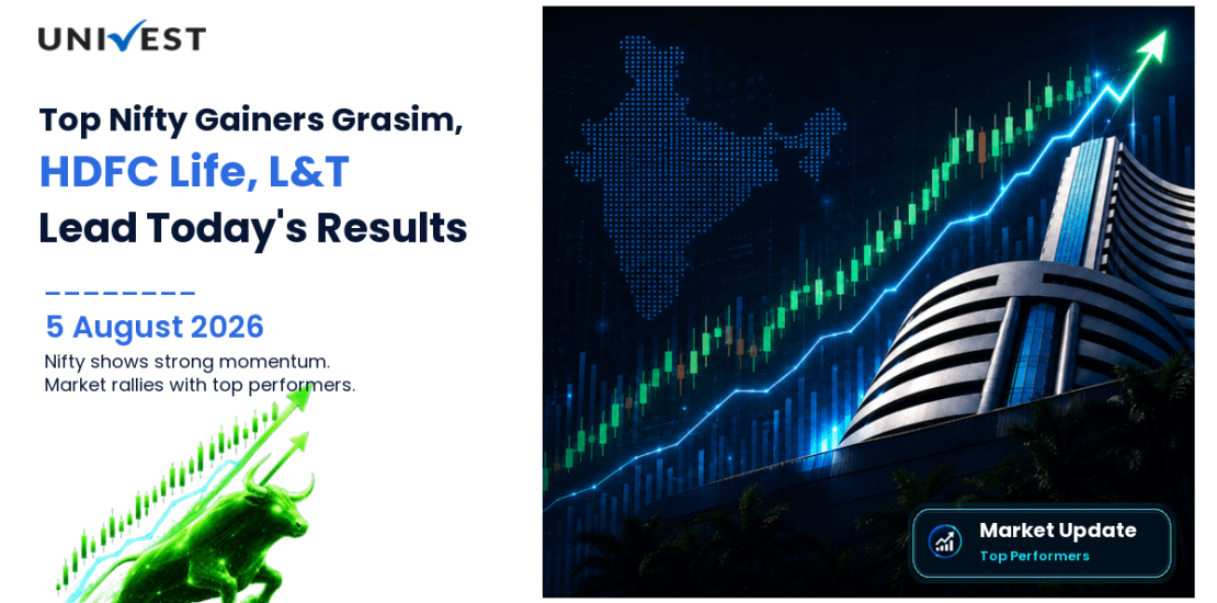 Top Nifty 50 Gainers Today on 5 August 2026: Grasim +2.29%, HDFC Life +1.69%, L&T +1.67% Lead the Rally