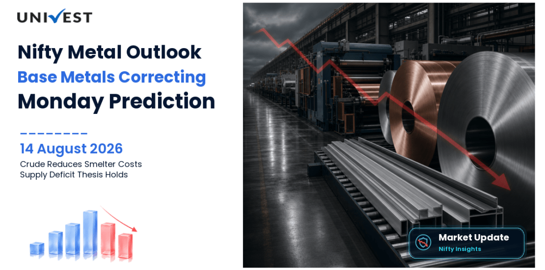 Nifty Metal Prediction for Monday, 17 August 2026: Base Metals Correct Mildly After Wednesday's Rally — Crude -1.88% Reduces Smelter Costs and Supply Deficit Thesis Holds