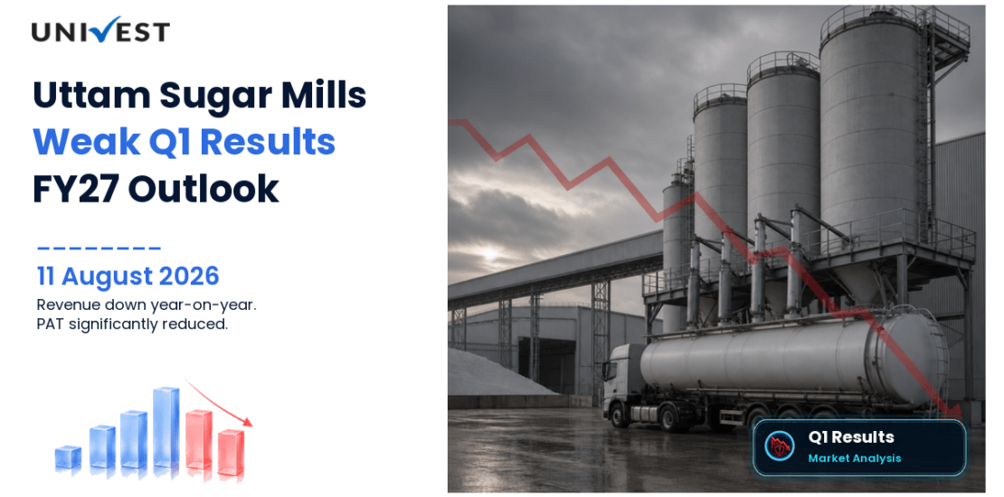 Uttam Sugar Mills Q1 FY27 Results: Revenue Rs 606 Cr, PAT Rs 1.00 Cr and Key Highlights