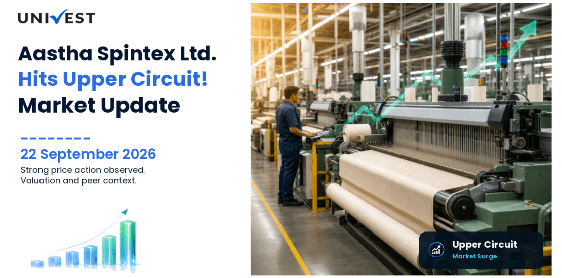 Aastha Spintex Ltd. Hits Upper Circuit on NSE, 22 September 2026