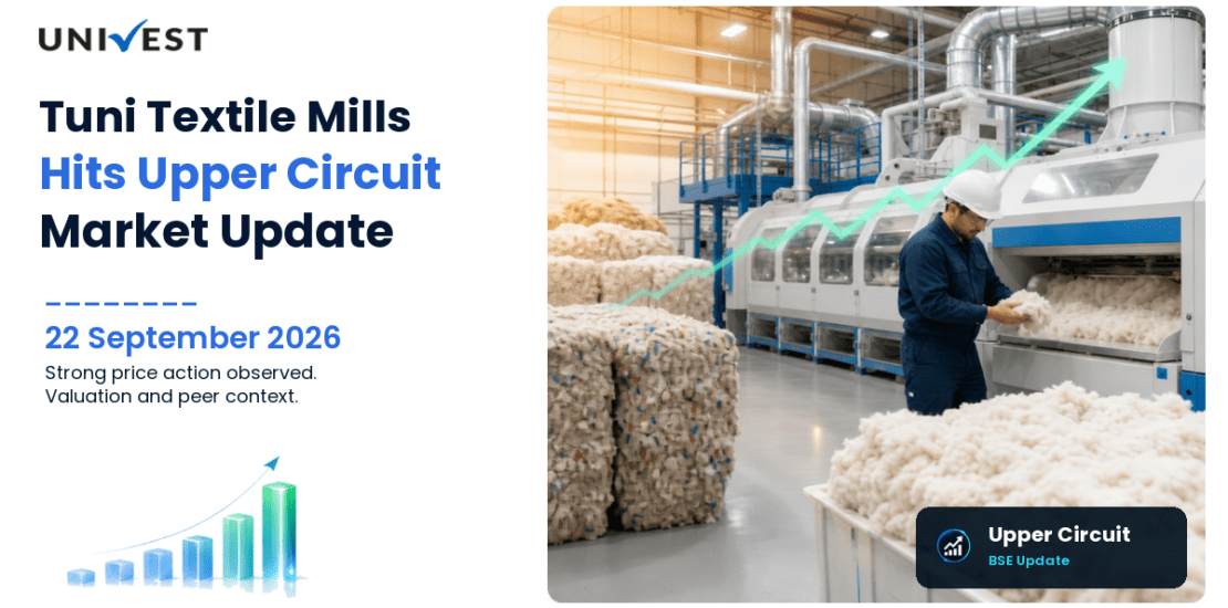 Tuni Textile Mills Ltd. Hits Upper Circuit for the 2nd Straight Session on BSE, 22 September 2026