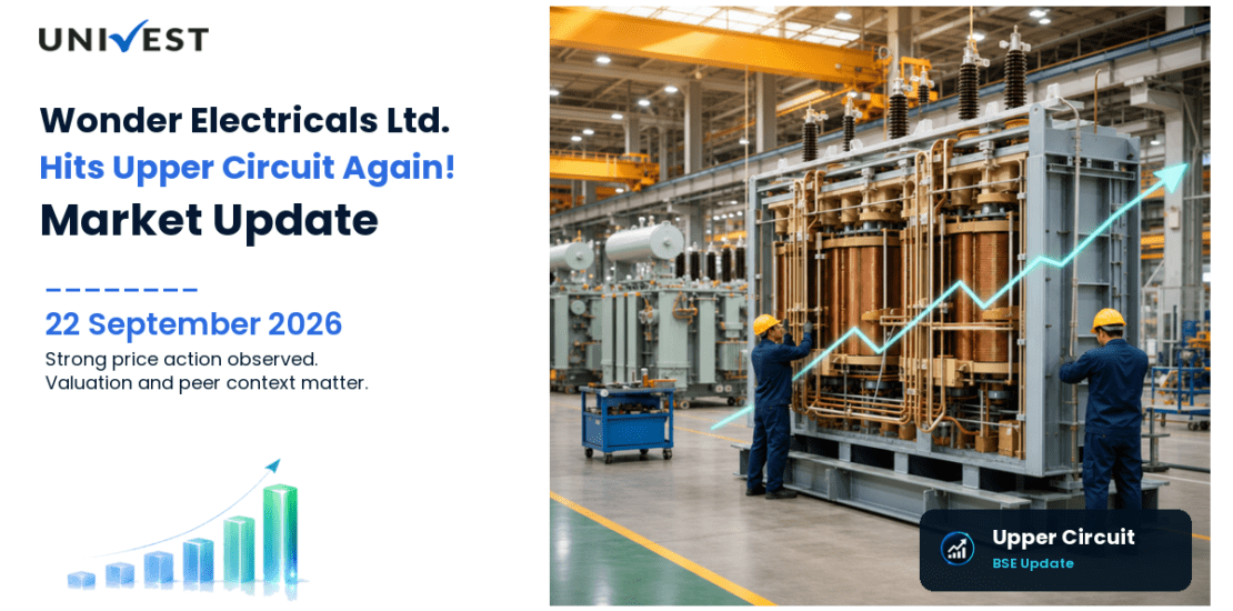 Wonder Electricals Ltd. Hits Upper Circuit for the 2nd Straight Session on BSE, 22 September 2026